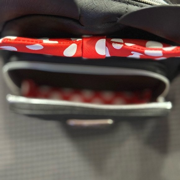 Disney Minnie Mouse Mini Backpack Black Red Polka Dot Bow Ears 9x11x6 - Picture 9 of 10